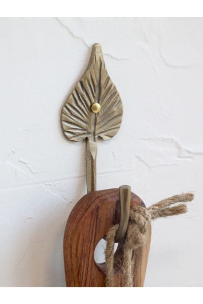 antiek messing wandhaak bloem 11,5cm