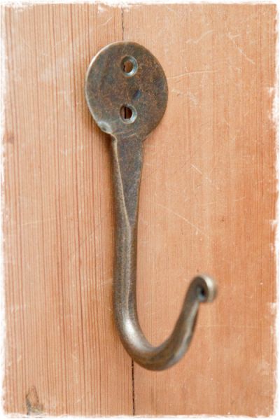 Kapstokhaakje smeedijzer - antiek messing(10x3,3x5cm)