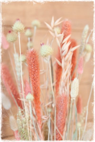 boeket droogbloemen zalm roze 50cm
