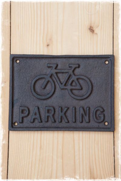 Bordje parking fietsen van gietijzer (19 x 14 cm)