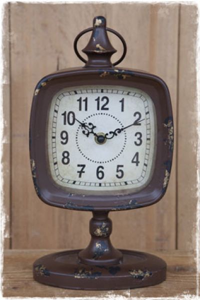 brocante tafelklok op voet bruin - online webwinkel janenjuup