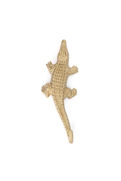 Wandhaak krokodil - goud (11x3x1cm)