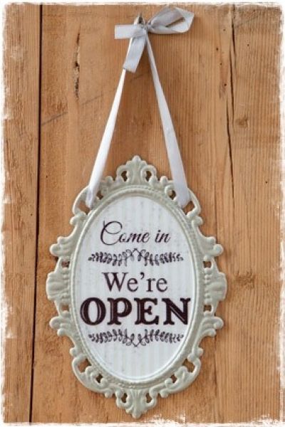 bordje-come-in-we-are-open-brocante-ovaal-wit-bruin