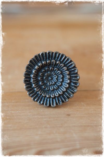 Grote deurknop bloem - brons & zwart (5cm)