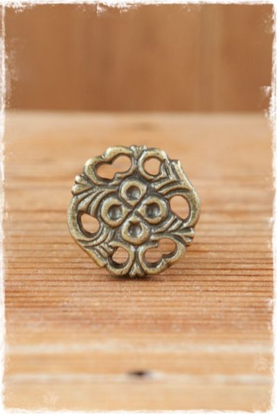 Rond open deurknopje - oud messing (3,5x3cm)