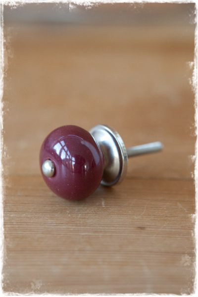 deurknopje porselein aubergine met zilverkleurige details (doorsnede 3cm)