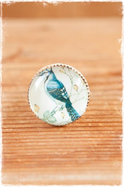 deurknopje vogel blauw wit clayre & eef 30mm 