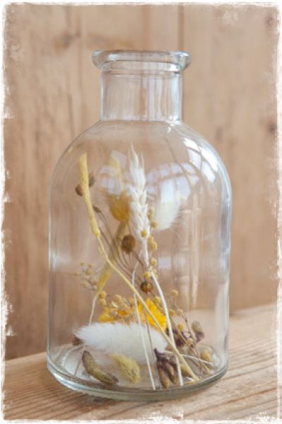 droogbloemen in fles - okergeel naturel bloemen