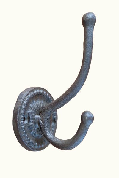 kapstokhaak gietijzer zwart bruin dubbel 13cm hoog