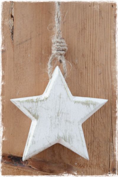 houten ster wit met goud 10x2cm