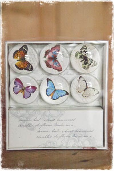 glazen magneten brocante vlinders (6) - janenjuup