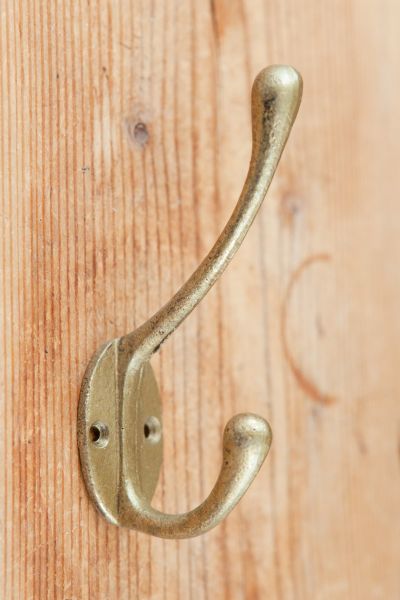 gouden kapstokhaakje dubbel 7,5cm