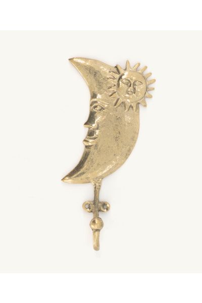 gouden wandhaak maan met gezicht 15cm