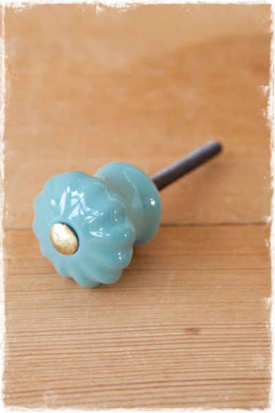 porseleinen deurknopje grijs blauw messing 28mm