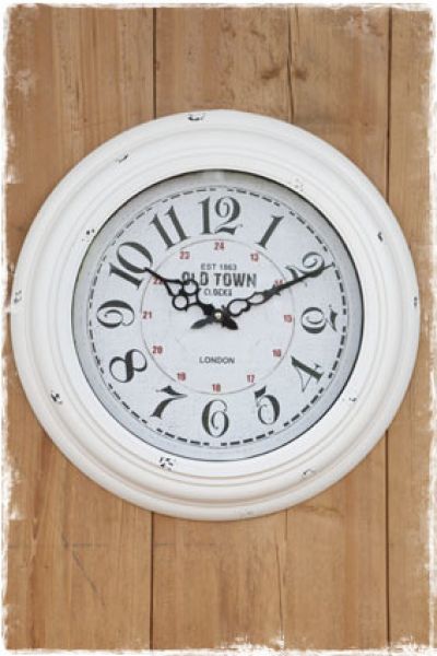 grote wandklok wit brocante - 43cm - janenjuup webwinkel
