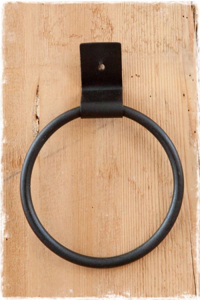 handdoekhouder ring zwart industrieel 12x16cm