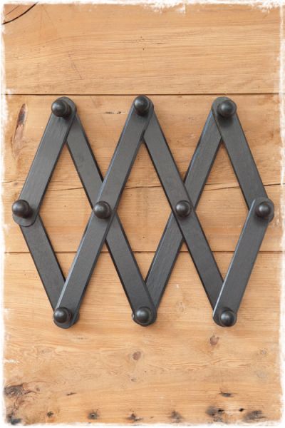 kapstok harmonica hout zwart 10 haken