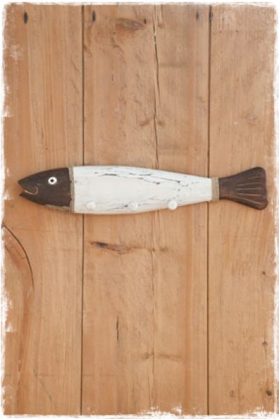 kapstok houten vis beach decoratie 50cm
