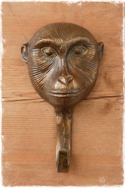 kapstokhaak groot aap antiek brons
