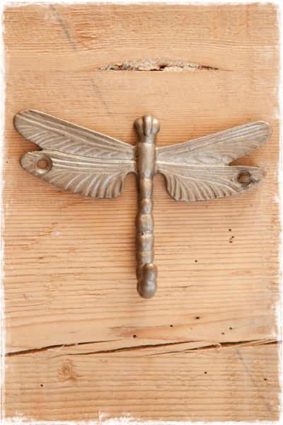 libelle kapstokhaak brons oud messing 8cm