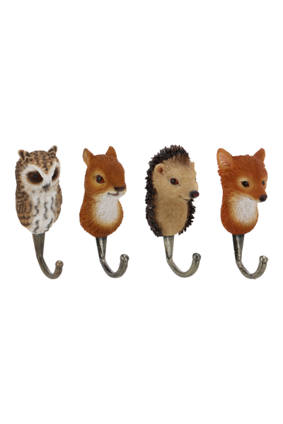 kapstokhaakjes bosdieren (uil, konijn, egel, vos)