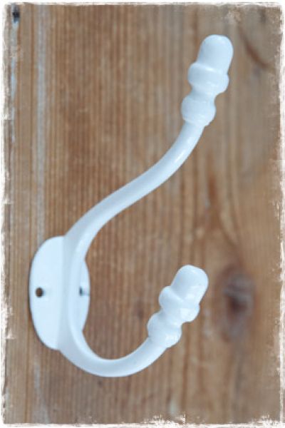 witte kapstokhaak dubbel 12x8x3cm