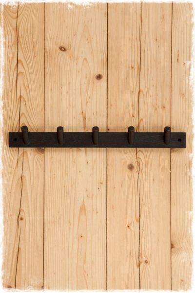 houten kapstokje zwart 5 haken 50cm breed