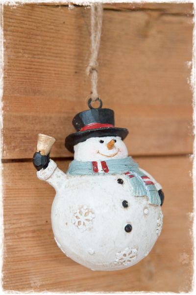 kerstdecoratie sneeuwpop met zwarte hoed