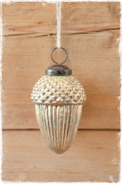 mooie kerstbal goud glas eikel 9cm