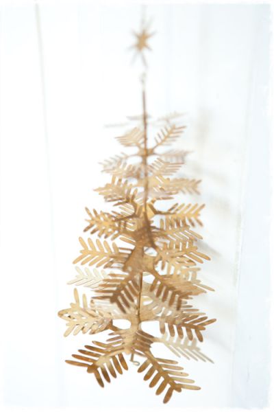 kerstboom kersthanger antiek messing sneeuwvlokjes (20cm hoog)