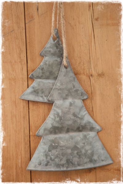 kerstdecoratie zinken kerstboompjes 25cm 16cm