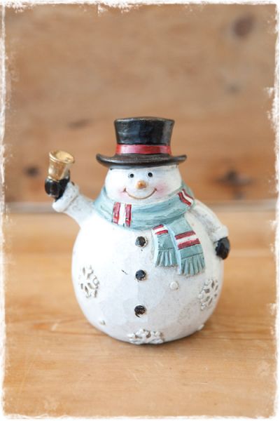 kerstdecoratie sneeuwpop met zwarte hoed