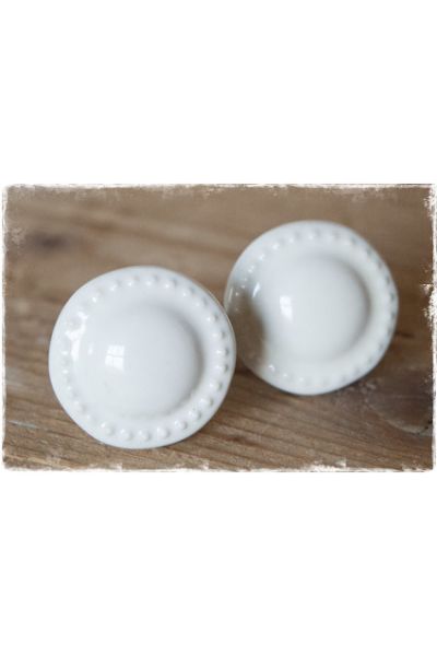 ladeknopje deurknopje keramiek / porselein creme rond klein - janenjuup