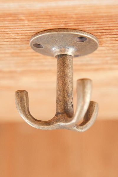 antiek messing kapstokhaakje / plafondhaak met 3 haken draaibaar