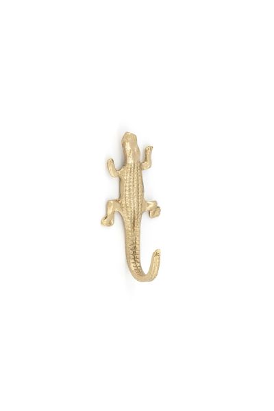 Klein haakje krokodil - goud (6x3x2,5cm)