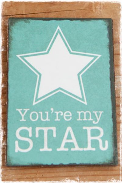 mini-tekstbordje op magneet 'you're my star'