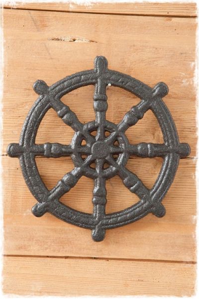 zwarte pannenonderzetter gietijzer stuurwiel 185mm