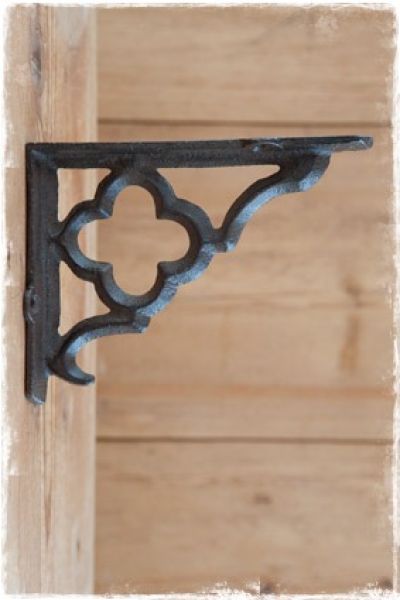 Gietijzer plankdrager 'vierpas' - bruin (16,5x13x4cm)