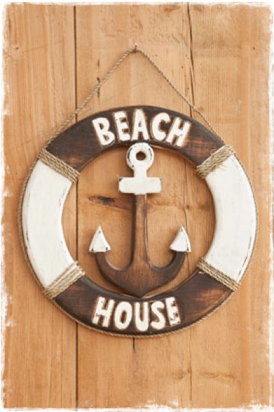 reddingsboei beach house met anker wit bruin 30cm