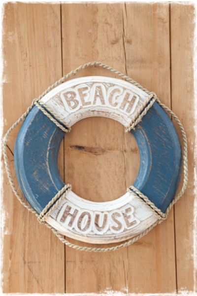 reddingsboei decoratie blauw beach house 40cm