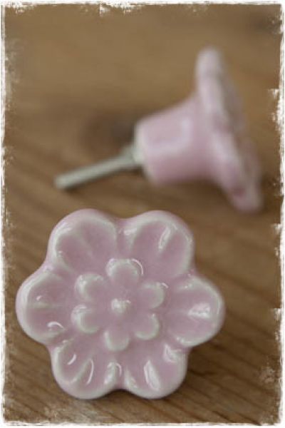 roze bloem ladeknopje deurknopje keramiek porselein - janenjuup