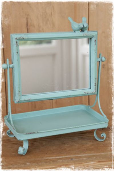 brocante blauwe spiegel slaapkamer sieraden boudoir - kopen online webwinkel janenjuup