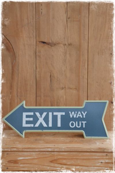 tekstbord pijl exit way out vintage retro stijl