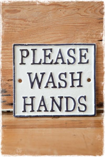 WC tekstbordje please wash hands