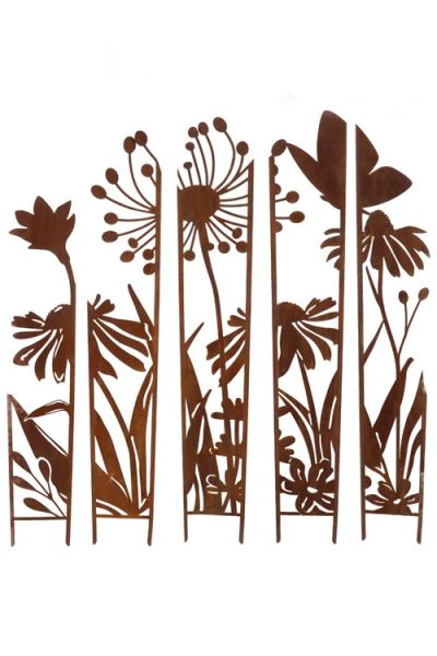 trellis roest metaal tuinscherm bloemen voor planten