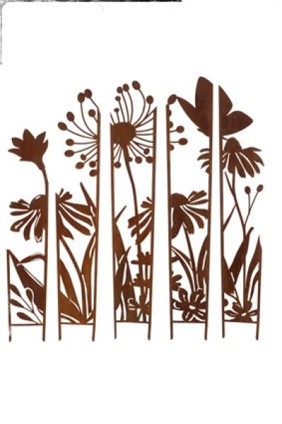 trellis roest tuinscherm bloemen groot