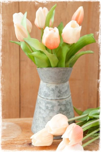 Bosje tulpen kunstbloemen - perzik oranje (31cm of 47cm)
