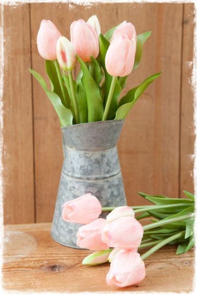 Bosje tulpen kunstbloemen - lichtroze (31cm of 47cm)