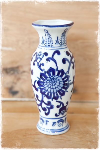 Porseleinen vaas - blauw wit (17,5cm)
