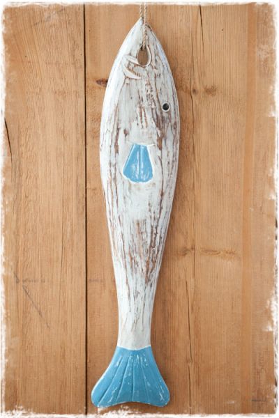 grote houten vis (51cm) als beach decoratie